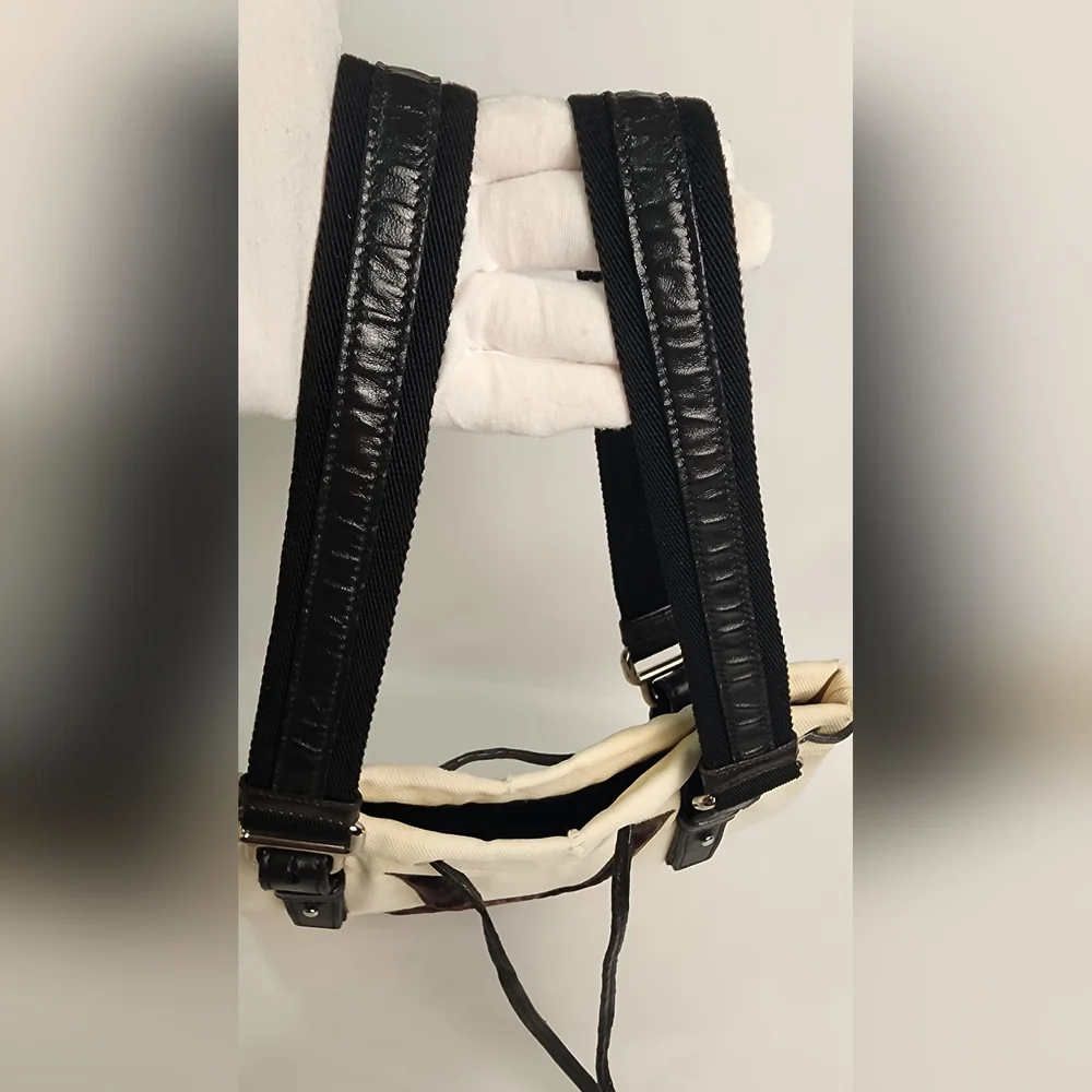 Yves Saint Laurent YSL Brown Cream Kahala Tote Messenger Bag